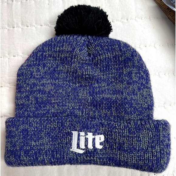 BALTIMORE RAVENS MILLER LITE PURPLE MARBLED UNISEX POM BEANIE New without tag - Picture 3 of 5